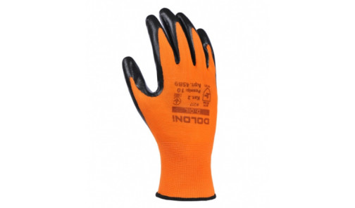Перчатки "D-OIL" оранжевые, полиэстер/нитрил, неполный облив 10р 4589 D