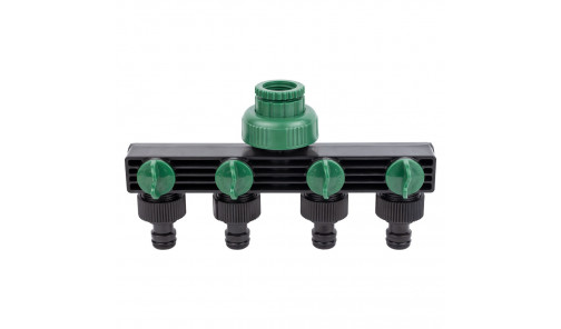 Кран распределительный с адаптерами ½" 4-е выхода в/с ½"×¾" (ABS) GRAD 5016905