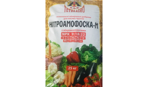 Удобрение Нитроаммофоска-М 9:18:22 25 кг Тетра-Агро